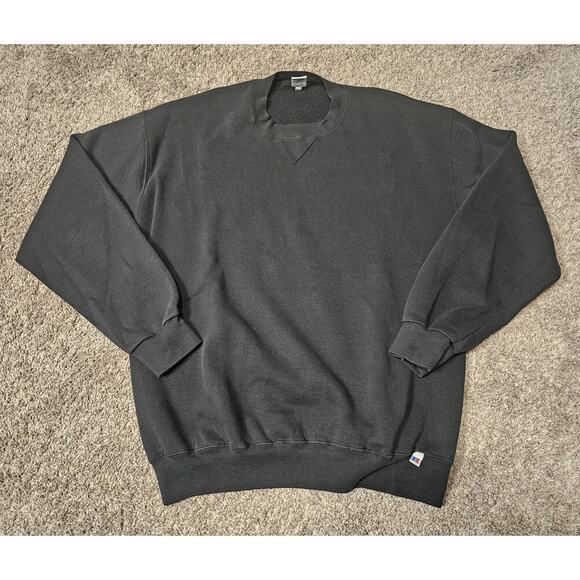 Vintage 90s Russell Sweatshirt Men’s Size XLT Black Fleece Pullover Blank Grunge - Picture 1 of 7